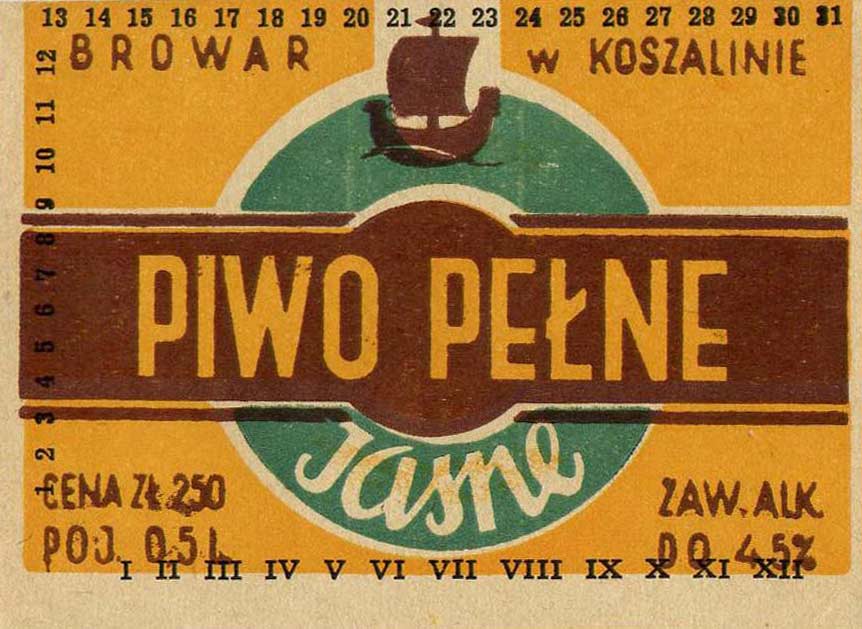 CENA 2,50 ZŁ
białe pole za herbem browaru