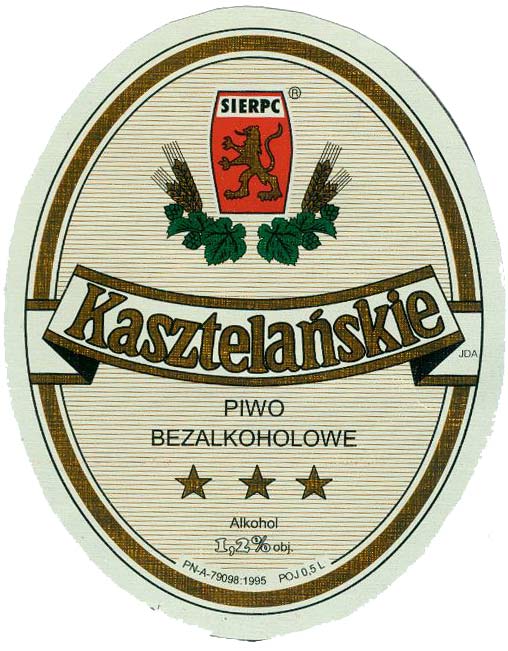 etykieta próbna, Kasztelańskie BEZALKOHOLOWE, inne 1,2%, sygnatura JDA