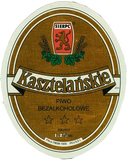 etykieta próbna, Kasztelańskie BEZALKOHOLOWE, inne 1,2%, sygnatura JDA