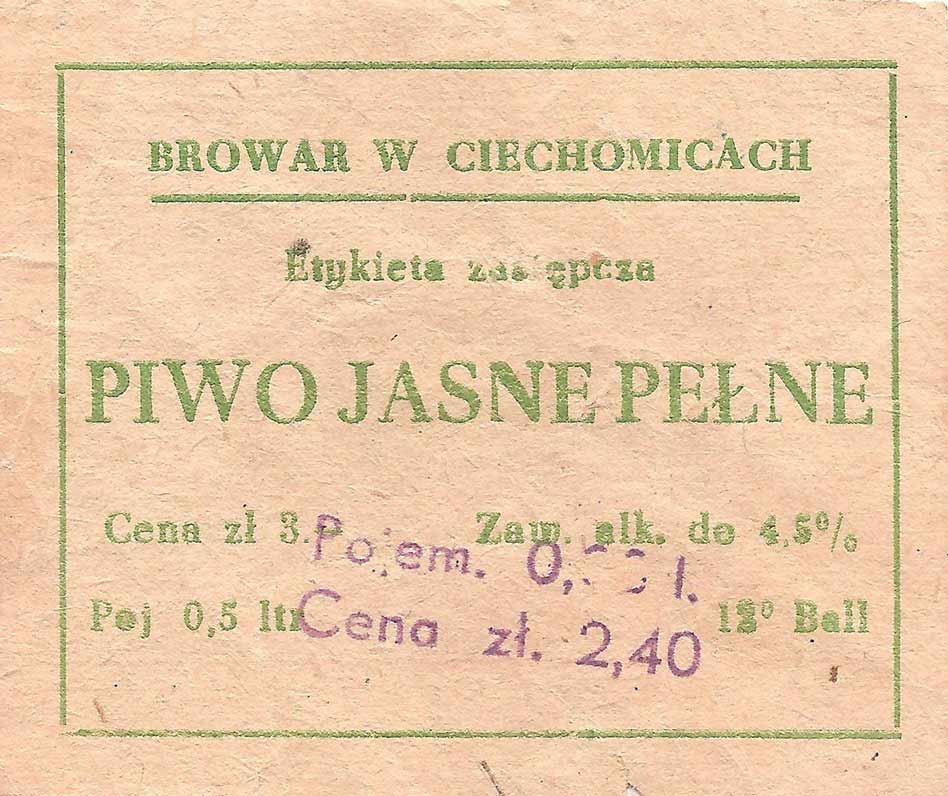 druk zielony
dodatkowy stempel 'Pojem. 0,33 l//Cena zł. 2,40'