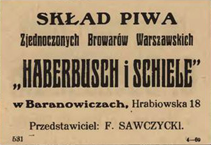 rok 1925
Przedstawicielstwo Baranowicze
F. Sawczycki