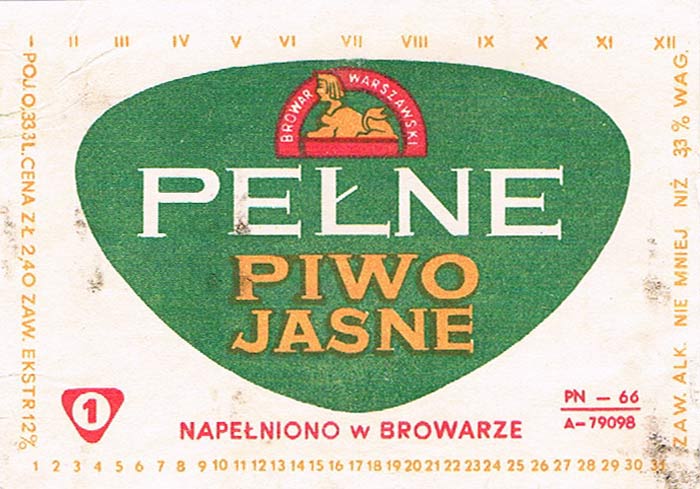 PN-66, ZŁ 2,40, 3,3%, 0,333 L., odległość pomiędzy dat. miesięcy, a POJ. -1 mm
