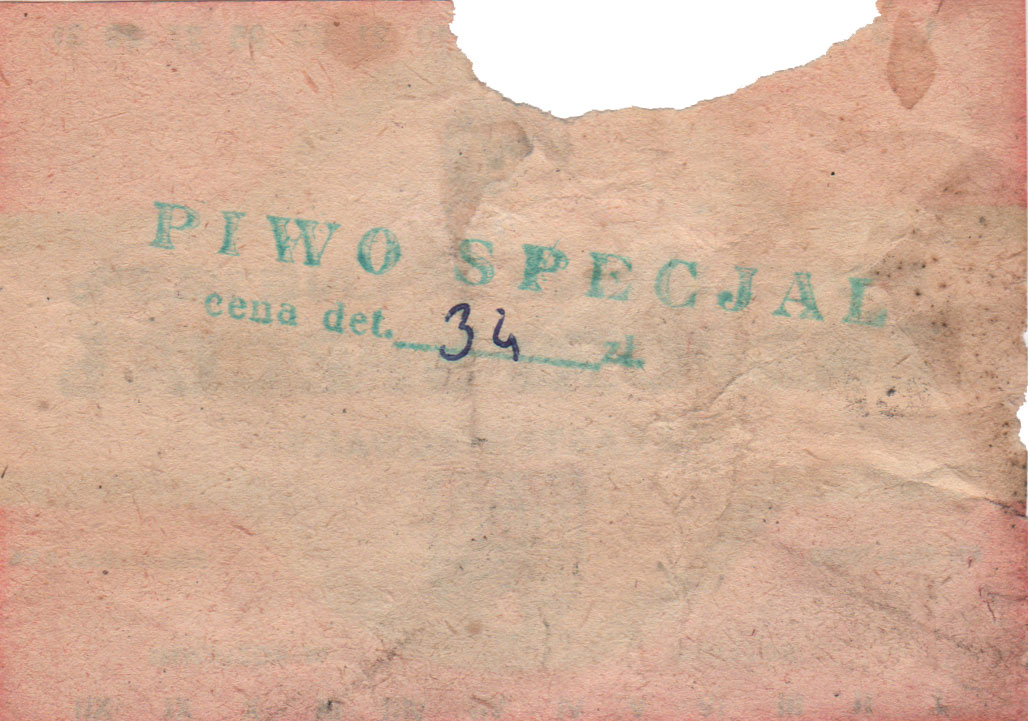 stempel "PIWO SPECJAL//cena det. ..... zł"
używany na odwrocie etykiet EXPORT SPECJAL