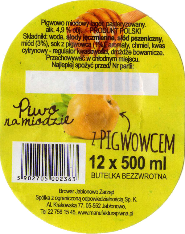 etykieta zbiorcza na karton
12 butelek 500 ml