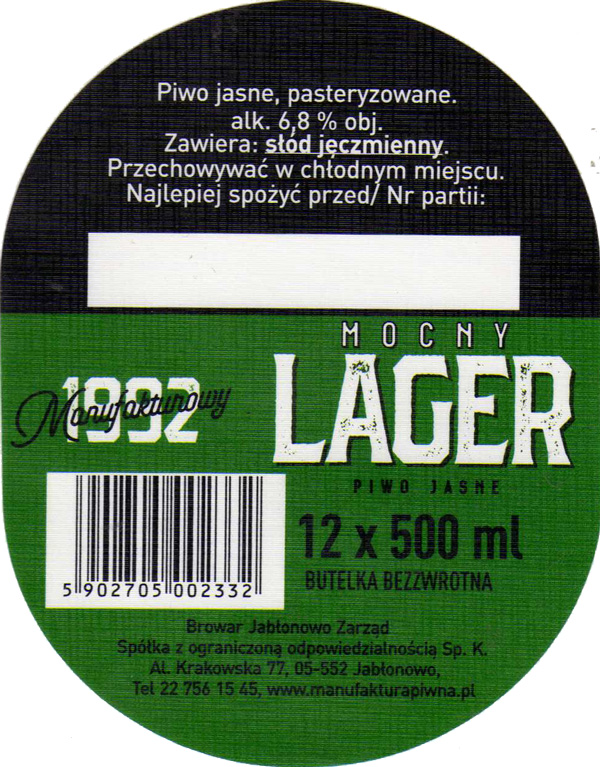 etykieta zbiorcza na karton
12 butelek 500 ml
