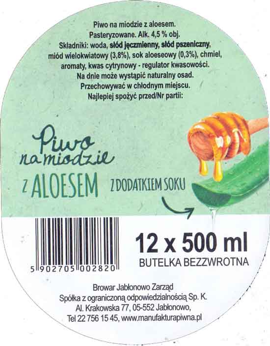 etykieta zbiorcza na karton
12 butelek 500 ml