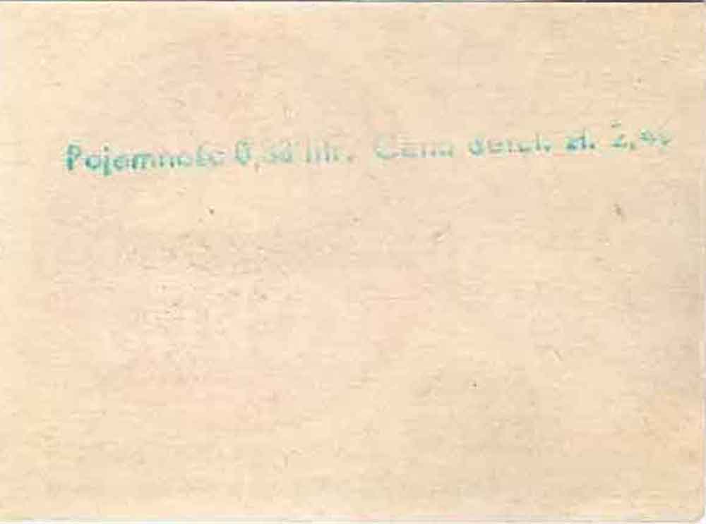stempel "Pojemność 0,33 litr.Cena detal. zł. 2,40" używany na rewersie etykiet na Zdrój Jasne Lekkie przez rozlewnię