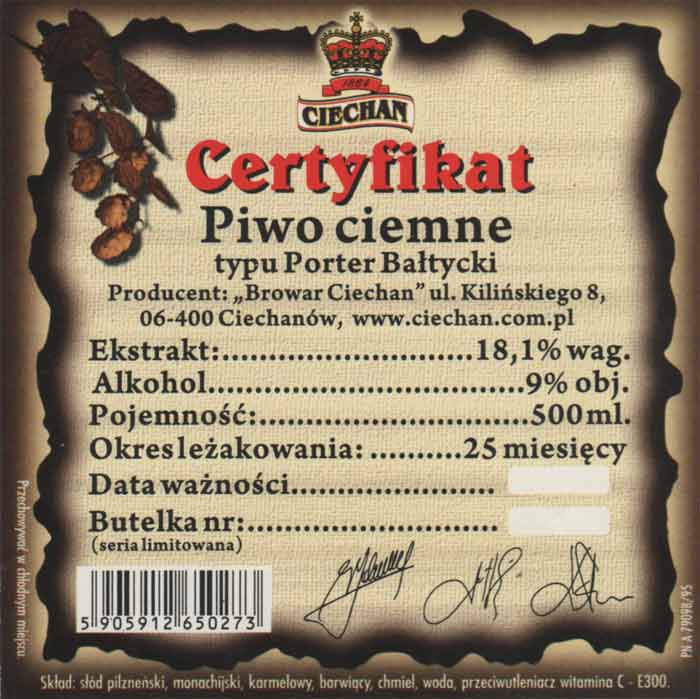porter
etykieta samoprzylepna na butelkę kamionkową