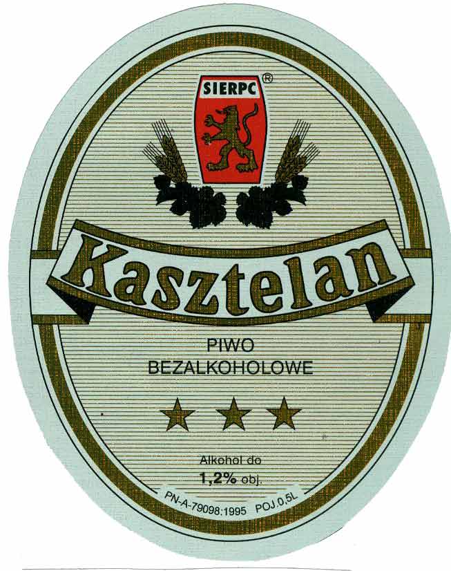 etykieta próbna, Kasztelan BEZALKOHOLOWE, różnice czcionek w Kasztelan