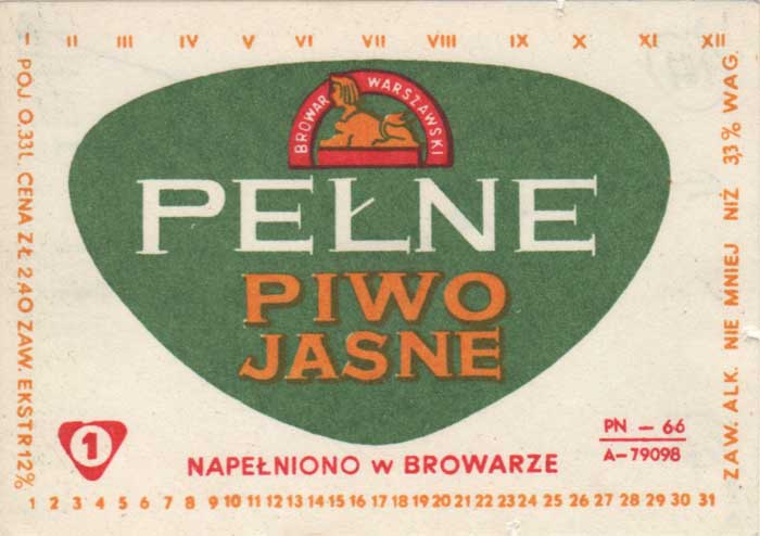 PN-66, ZŁ 2,40, 3,3%, 0,33 L. -krótkie L w 0,33 L., odległość pomiędzy dat. miesięcy, a POJ. -2 mm