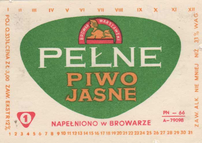 PN-66, ZŁ 3,00, 3,3%, 0,333 L., odległość pomiędzy dat. miesięcy, a POJ. -2 mm