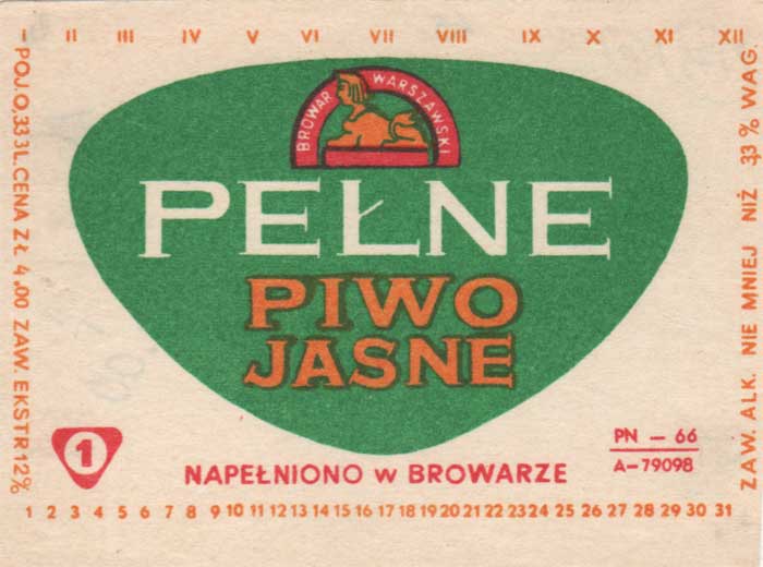 PN-66, ZŁ 4,00, 3,3 %, bez sygnatury, 0,333L., pojemnośc z odstępem -0,33 3L.
