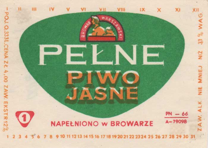 PN-66, ZŁ 4,00, 3,3 %, bez sygnatury, 0,333L., pojemnośc bez odstępu