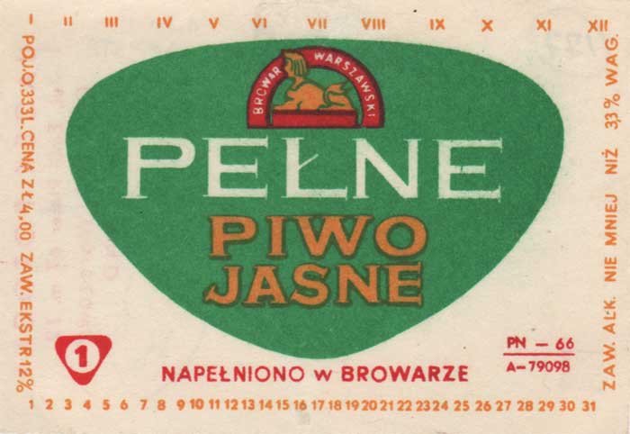 PN-66, ZŁ 4,00, 3,3 %, bez sygnatury, 0,333L., pojemnośc bez odstępu, 4 w cenie bliżej ZŁ