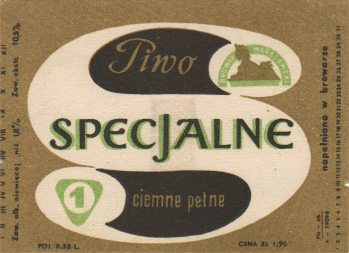 PN-66, 0,33 L., ZŁ 1,90, napełniono ..., znak jakości