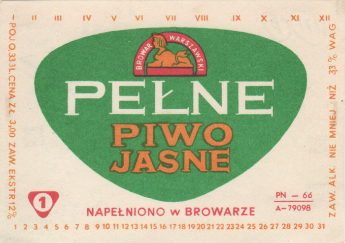 PN-66, ZŁ 3,00, 3,3%, 0,333 L., pojemnośc z odstępem -0,33 3 L., odległość pomiędzy dat. miesięcy, a POJ. -1 mm