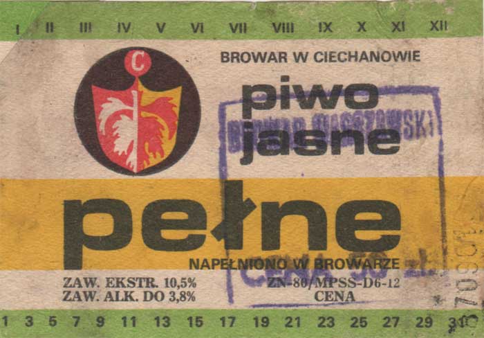 stempel w ramce "BROWAR WARSZAWSKI//CENA 50 zł",
260/87
