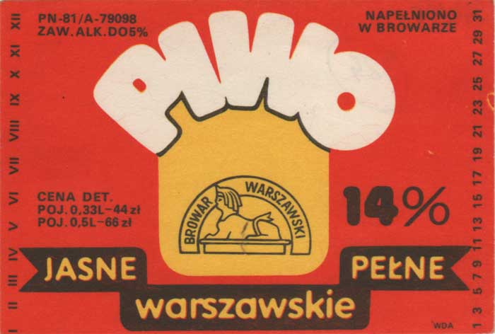 PN-81, 0,33L -44 zł, 0,5L -66 zł, sygnatura WDA, 344/86