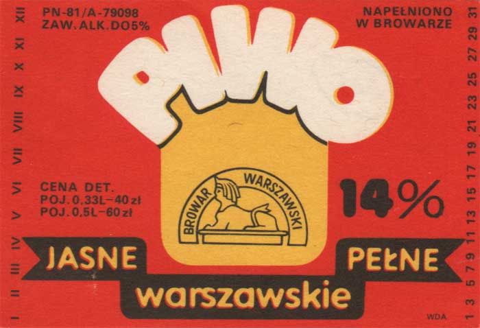 PN-81, 0,33L -40 zł, 0,5L -60 zł, sygnatura WDA, 295/85