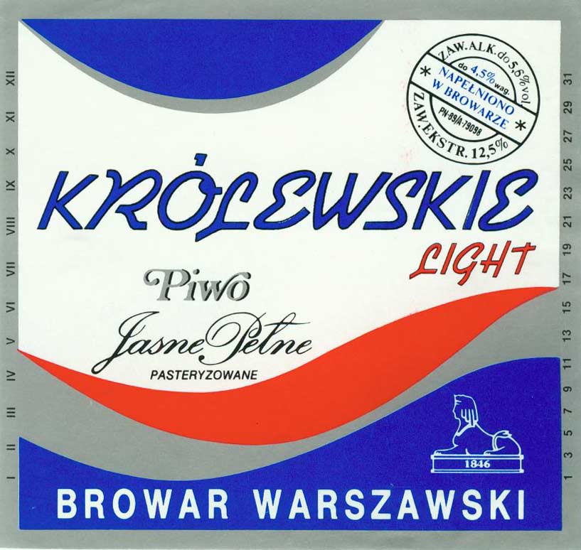 próba, napis KRÓLEWSKIE niebieski LIGHT czerwony, niebieski kolor jasny