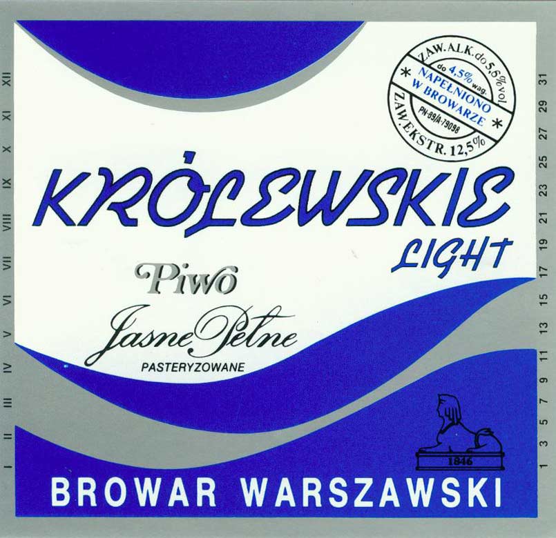 próba, napis KRÓLEWSKIE i LIGHT niebieski