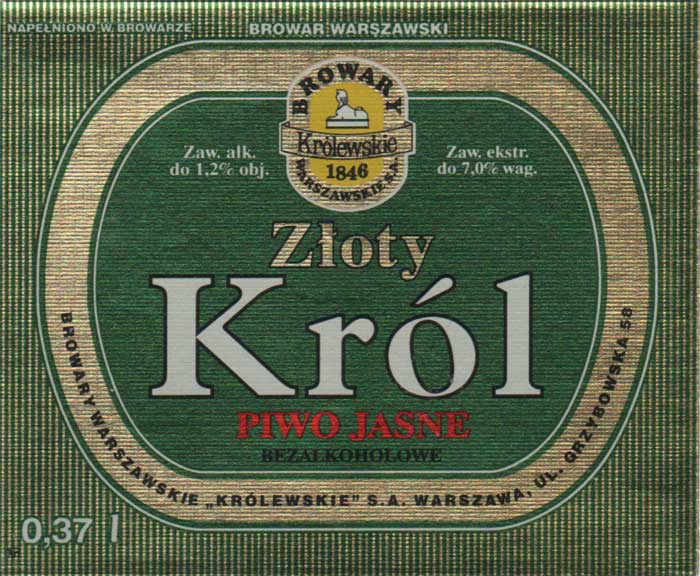 BEZALKOHOLOWE pod PIWO JASNE, papier metalik z fakturą lakierowany