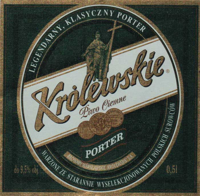 PORTER, tło ciemnozielone, próba