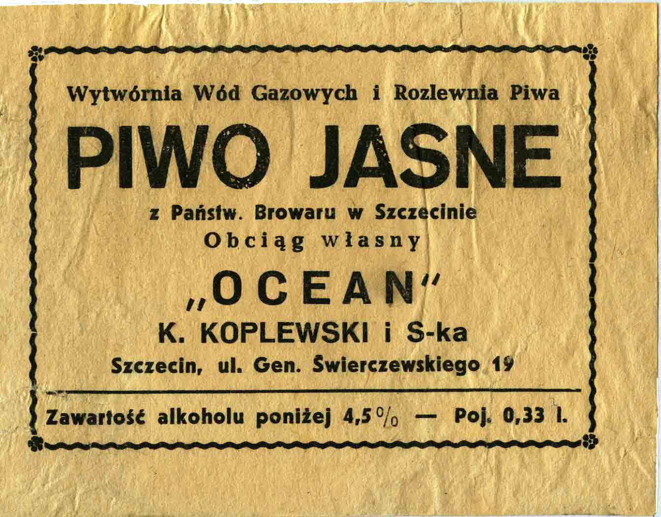 WWG i RP "OCEAN" 
K. Koplewski i S-ka. Szczecin