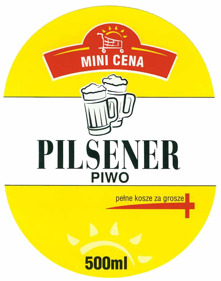 PILSENER, papier zwykły gładki, etykieta na piwo dla sieci sklepów