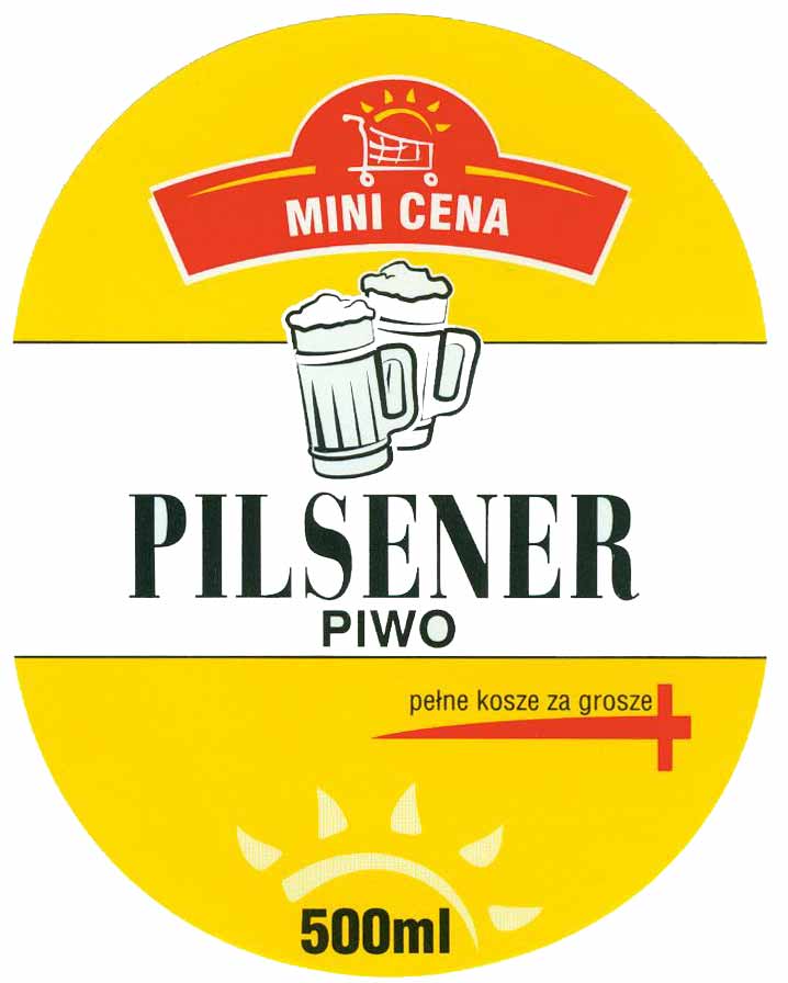 PILSENER, papier zwykły z fakturą, etykieta na piwo dla sieci sklepów