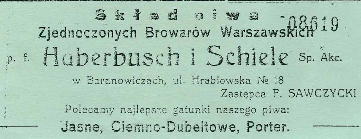 Przedstawicielstwo Baranowicze
F. Sawczycki