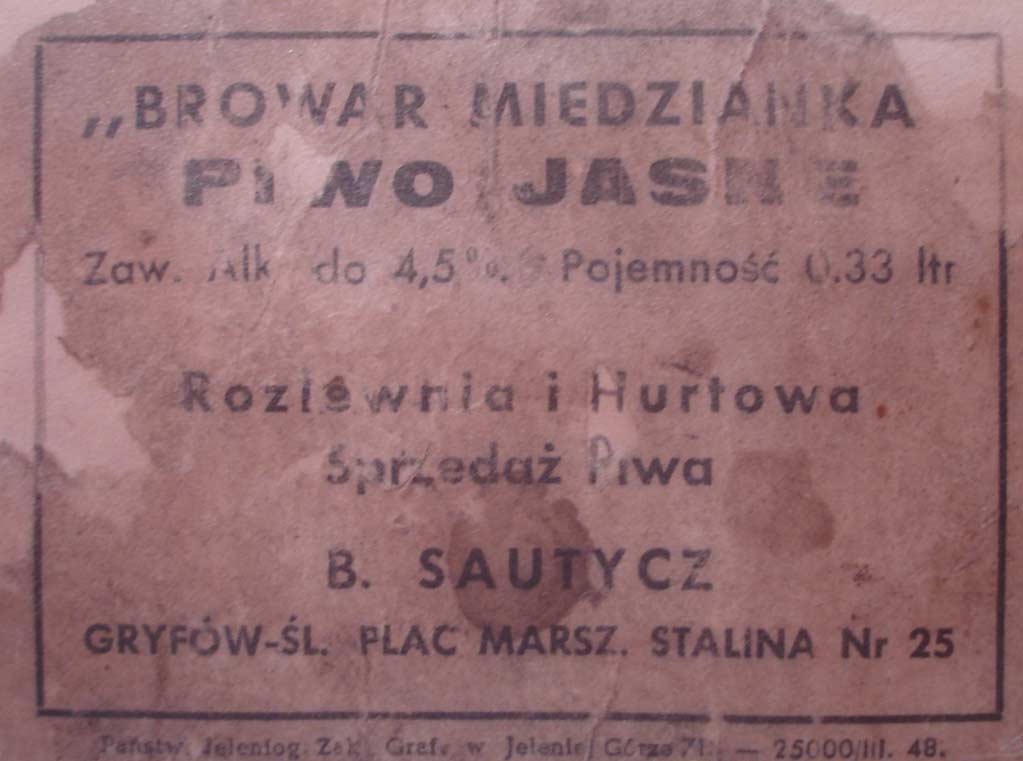 B. Sautycz
Gryfów Śląski,
Pl. Marsz. Stalina 25