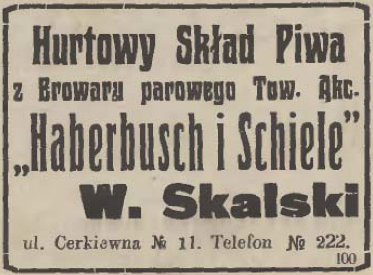rok 1913
skład Częstochowa
Cerkiewna 11 Skalski